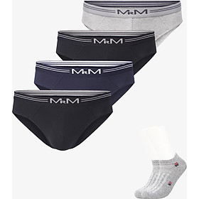Combo 4 Quần Lót Nam Quần Sịp Nam Sợi Cotton Cao Cấp MRM FASHION Mix 3 Màu TẶNG Đôi Tất Nam Cao Cấp