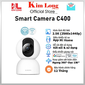 Camera quan sát Xiaomi C400 2,5K 4MP, Xoay 360, AI phát hiện con người, Wi-Fi 2.4GHz/5GHz, Bản quốc tế - Hàng chính hãng