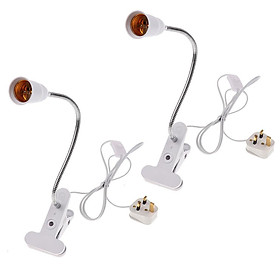 2xE27 Flexible Clip on Switch LED Light Lamp Bulb Holder Socket Converter UK