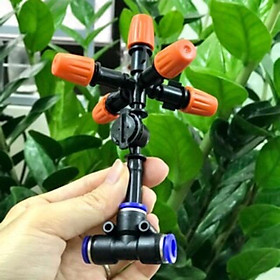 Mua Béc phun sương 5 cửa có van áp chống nhỏ giọt  dùng ống phun sương 8mm