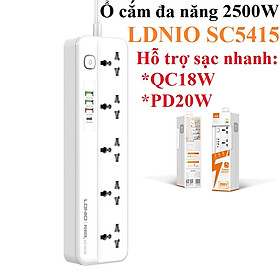 Hình ảnh Ổ cắm đa năng 2500W tích hợp sạc nhanh PD20W QC18W LDNIO SC5415 _ hàng chính hãng