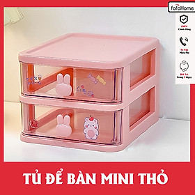 Kệ Đựng Phụ Kiện Văn Phòng Phẩm Để Bàn Thiết Kế Tay Cầm Hình Thỏ Dễ Thương - Kệ Tủ Mini 2,3,4 Tầng Giao Màu Ngẫu Nhiên- Hàng chính hãng