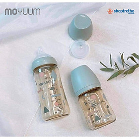 Bình sữa MOYUUM nhựa PPSU 170ml, 270ml núm 0-3m phiên bản Mây xanh