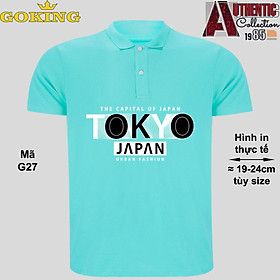 TOKYO JAPAN, mã G27. Áo thun polo cổ trụ cho nam nữ, form unisex. Áo phông cá sấu hàng hiệu Goking, quà tặng cao cấp cho gia đình, cặp đôi, doanh nghiệp