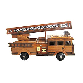 Mô hình xe gỗ xe cứu hỏa thang