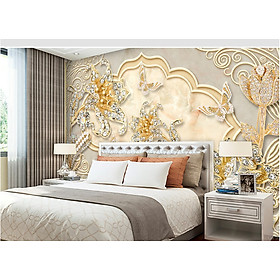 Mua Tranh dán tường 3d  Tranh hoa 3D  tranh lụa 3D dán tường tranh dán tường phòng khách 3D PVP-42846 TRANH HOA 3D  HOA TRANG SỨC DÁN TƯỜNG CAO CẤP