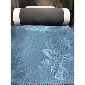 Mua HN_Rèm vải đơn sắc  họa tiết hoa nổi 3D - Màu Xanh Dương - Cao cố định 2.7m