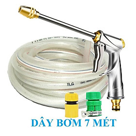 Bộ dây vòi xịt nước rửa xe, tưới cây . tăng áp 3 lần, loại 7m, 10m 206701-2 đầu đồng,cút+ tặng mở chai