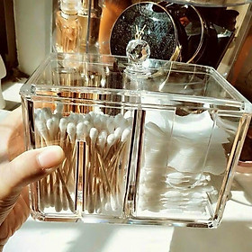 Mua Hộp Đựng Bông Tẩy Trang Khay kệ đựng son trong suốt mika