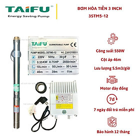 Mua Bơm hỏa tiễn 550W (0.75HP) (3  Ø76 thả ống 90) thân inox 304 có hộp tụ đi kèm TAIFU 3STM5-12 - Bảo hành 1 năm