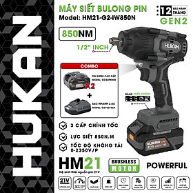 MÁY SIẾT BULONG PIN ĐẦU 21V HM21-G2-IW850N HUKAN -HÀNG CHÍNH HÃNG