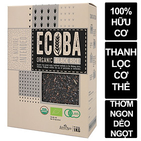 Gạo lứt đen hữu cơ cao cấp ECOBA Huyền Mễ 1kg - Thơm ngon dẻo ngọt