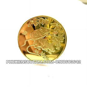 Xu 12 Con Giáp Tuổi Tý, đường kính: 4cm, màu vàng - SP005817