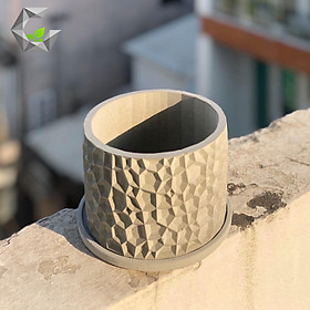 Chậu Xi măng trồng cây ORIGAMI PL10 màu Ximang nguyên bản, chính hãng, trồng hoa kiểng lá, ban công, sân vườn, chậu cây decor bàn làm việc
