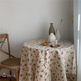 Mua Khăn trải bàn đẹp Landecor họa tiết hoa mẫu đơn nhí trang nhã -TB459