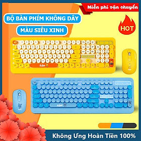 Mua Bộ bàn phím và chuột không dây Siêu Xinh thời trang XSmart K68 màu vàng xanh sặc sỡ tương thích máy tính  laptop  pc - Hàng Chính Hãng