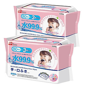 Combo 6 Khăn Ướt Nhật LEC E-166 Cho Tay & Miệng (80 Tờ x 6 Gói)