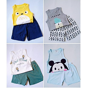 Bộ ba lỗ sát nách thun cotton cho bé trai bé gái