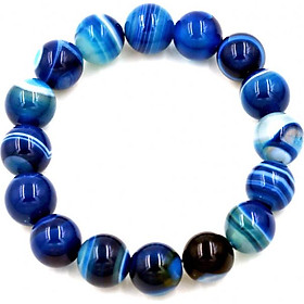 Vòng tay chuỗi hạt thạch anh xanh dương sọc 12 ly 16 hạt (192mm)