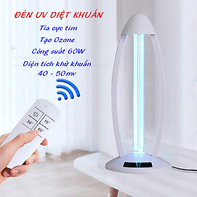 Đèn UV diệt khuẩn khử trùng bằng tia cực tím 220V/60W có ozone, hỗ trợ remoss điều khiển từ xa, hẹn giờ với 3 mốc thời gian, diện tích diệt khuẩn tối đa 60mv