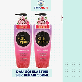 Dầu gội chăm sóc và nuôi dưỡng tóc Elastine Silk Repair Cherry Blossom 550ml sản xuất tại Hàn Quốc 