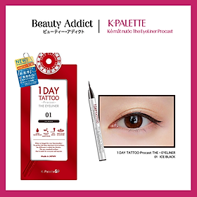 Bút Kẻ Viền Mắt Nhật Bản K-Palette 1DAY TATTOO Procast THE EYELINER, Bền Màu, Chống Nước, Chống Lem, Lâu Trôi, Bền Màu 24h