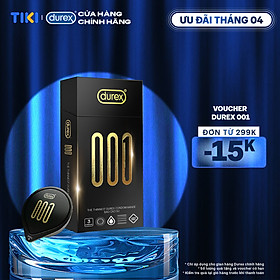 Bao cao su Durex 001 Siêu Mỏng, Hộp 3 Bao Mới Ra Mắt