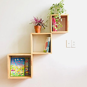 Mua Kệ gỗ  Giá gỗ. kệ sách treo tường hình vuông độc đáo bằng gỗ thông tự nhiên