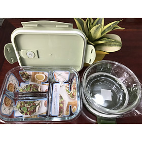 Mua Hộp Cơm Thủy Tinh 3 Ngăn 1050 ml + Thố Canh Thủy Tinh tròn 600ml ( Giao màu ngẫu nhiên) phong cách Nhật Bản cực kì tiện lợi