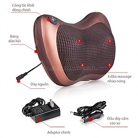 Gối Massage Hồng Ngoại Vai, Gáy, Cổ, 8 Bi Cao Cấp Công Nghệ Nhật Bản