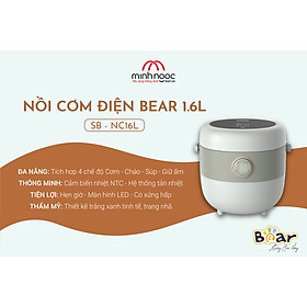 CHÍNH HÃNG BEAR VIỆT NAM  Nồi Cơm Điện Thông Minh BEAR SB-NC16L Dung Tích 1.6 Lít Công Suất 400 W