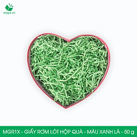 MGR1X - 50g Giấy rơm lót hộp quà màu xanh lá - Giấy sợi rơm trang trí - Giấy vụn chống sốc