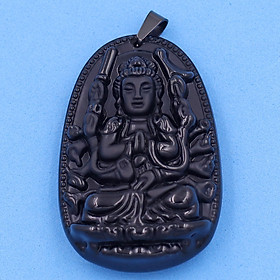 Hình ảnh Mặt Phật - Thiên Thủ Thiên Nhãn - thạch anh đen 6cm MTES8 - tuổi Tý