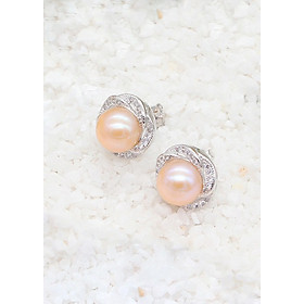 Bông Tai Nữ | Bông Tai Bạc Nữ Ngọc Trai Thiên Nhiên Thật 100% B1304 Cam, Kích Thước Hạt 8 ly - Bảo Ngọc Jewelry - tikinow - sinhnhattiki10tuoi