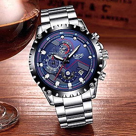LIGE Watches Mens Full Stainless Steel Chronograph Analog Quartz Watch Gents Luxury Business Dress Wristwatch
