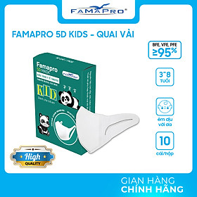 Hình ảnh [CHÍNH HÃNG] Khẩu trang y tế trẻ em quai vải Famapro 5D Mask Kid - Bé Dưới 10 Tuổi [ HỘP