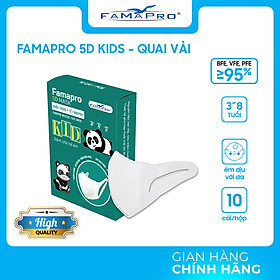 [CHÍNH HÃNG] Khẩu trang y tế trẻ em quai vải Famapro 5D Mask Kid - Bé Dưới 10 Tuổi [ HỘP ]