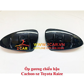 Ốp gương chiếu hậu Xe Toyota Raize vân cacbon cao cấp, ốp bảo vệ gương Raize cacbon
