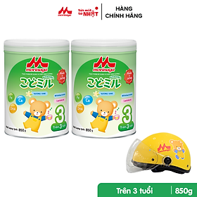 Combo 2 hộp Sữa Morinaga số 3 Kodomil 850g (hương Vani) - Tặng 1 nón bảo hiểm trẻ em nửa đầu có kính