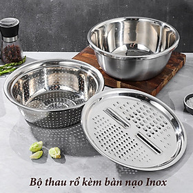 Mua Bộ thau rổ kèm bàn nạo Inox cao cấp - bảo hành không han rỉ