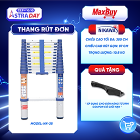 Thang Nhôm Rút đơn Nikawa NK-38 - 13 Bậc - 3.8 Mét - Màu Xanh