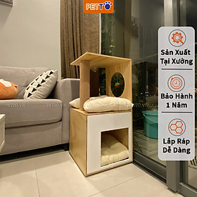 Nhà cho mèo bằng gỗ - nhà mèo 2 TẦNG độc đáo, thiết kế SANG TRỌNG xinh xắn dành cho mọi thú cưng CT032