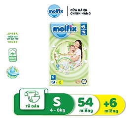 Tã/bỉm dán Molfix Thiên nhiên Jumbo S (4kg - 8kg) - Gói 60 miếng