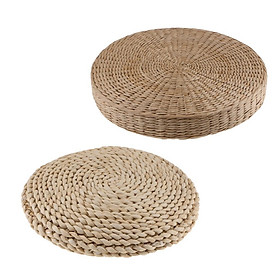 2x Round Natural Straw Chair Seat Pad Mat Yoga Meditation Cushion Seated Pad