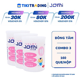 Combo 3 Bông Tăm Kháng Khuẩn Jomi (160 Que/Hộp)