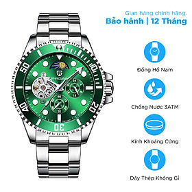 Đồng Hồ Cơ Nam PAGINI Dây Thép Không Gỉ - Lịch Mặt Trăng Mặt Trời - Kính Sapphire Cao Cấp