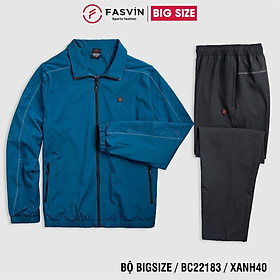 Bộ quần áo gió nam BIG SIZE FASVIN BC22183.HN vải thể thao cao cấp 02 lớp lót vải thun mềm mại hàng chính hãng