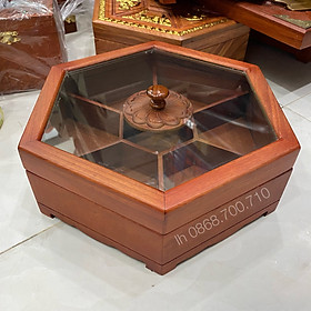 Mua Khay Đựng Bánh Kẹo Ngày Tết bằng Gỗ Hương Cao Cấp Lục Giac Kính - khay đựng mứt tết bằng gỗ
