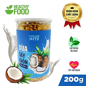 Dừa sấy giòn cao cấp CACAOMI ăn vặt healthy Eat Clean, KETO, đặc sản Việt Nam làm quà biếu tặng 200g