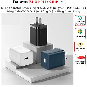 Hình ảnh Củ Sạc Adapter Baseus Super Si 20W Mini Type C Blue - PD/QC 3.0 - Tự Động Điều Chỉnh Ổn Định Dòng Điện - Hàng Chính Hãng